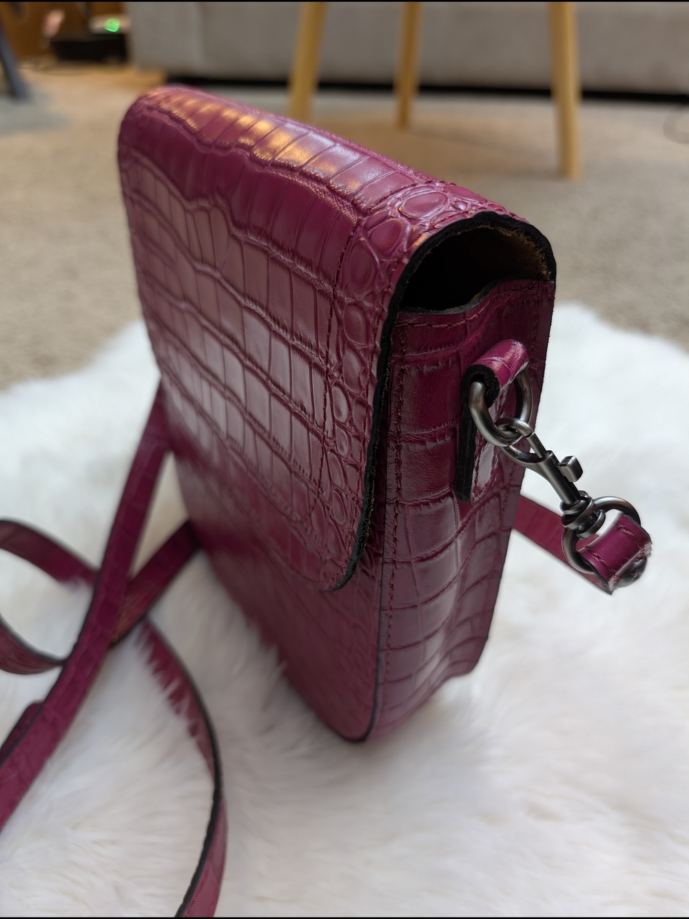 Patricia Nash Distressed Vintage Croc Collection Magenta Crossbody Bag NWT - Picture 7 of 15